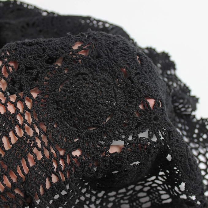 Cotton Handmade Crochet Lace Oval Table Runner Black 12x72 Inch - Image 4
