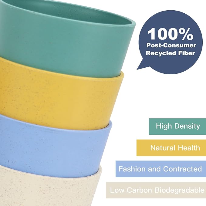 Wrova Wheat Straw Cups 6 PCS Good Alternative to Plastic Reusable Cups 12 oz - Image 5