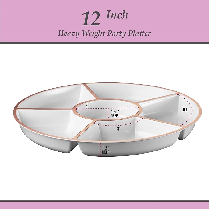 Plasticpro 6 Sectional Round Plastic Serving Tray/Platter - Image 6