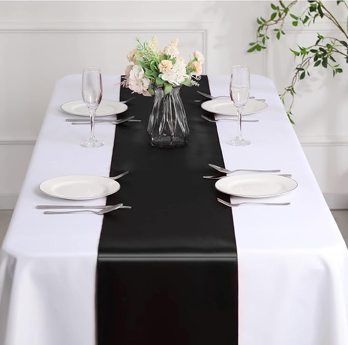 Manyshofu Black Satin Table Runner 12x108 - Image 7