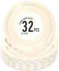 32 Pcs Beige Paper Plates 9 Inch Scalloped Dessert Plates by Polinook-TheAnswerToEveryClutteredSpace
