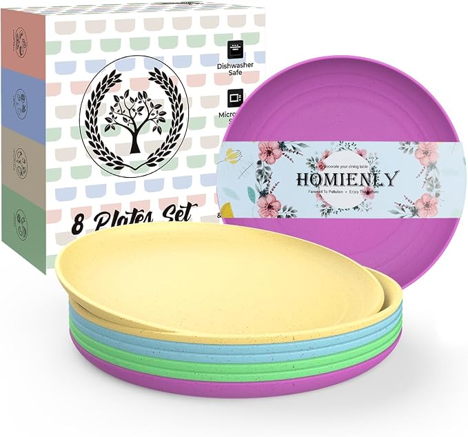 Mini Appetizer Plates 5.7-inch Wheat Straw Plates Set of 8 by HOMIENLY