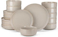 vancasso PLAYA Ceramic Plates and Bowls Sets, 24 Pieces Grey Dinnerware Sets by vancasso