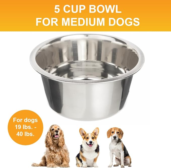 Neater Pet Brands 5 Cup Stainless Steel Dog Bowls, Dog Food Bowl & Water Bowl - Image 2