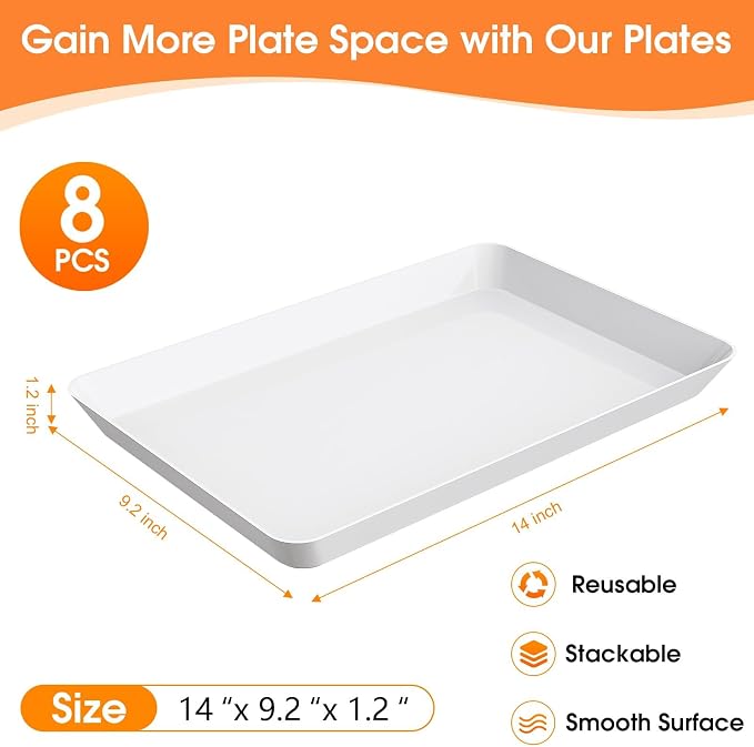 Serving Trays, Serving Platter, Plastic Trays, Rectangular, - Image 2