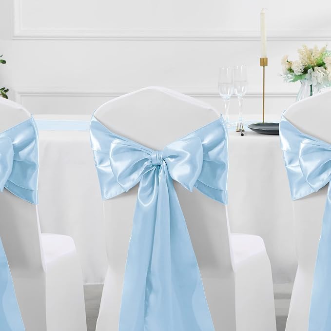 Manyshofu Baby Blue Satin Table Runner 12x72 - Image 6