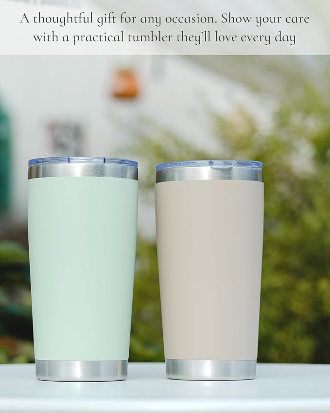 20oz Travel Coffee Tumbler 8 Pack, Lids and Straws, Stainless Steel | Double - Image 4