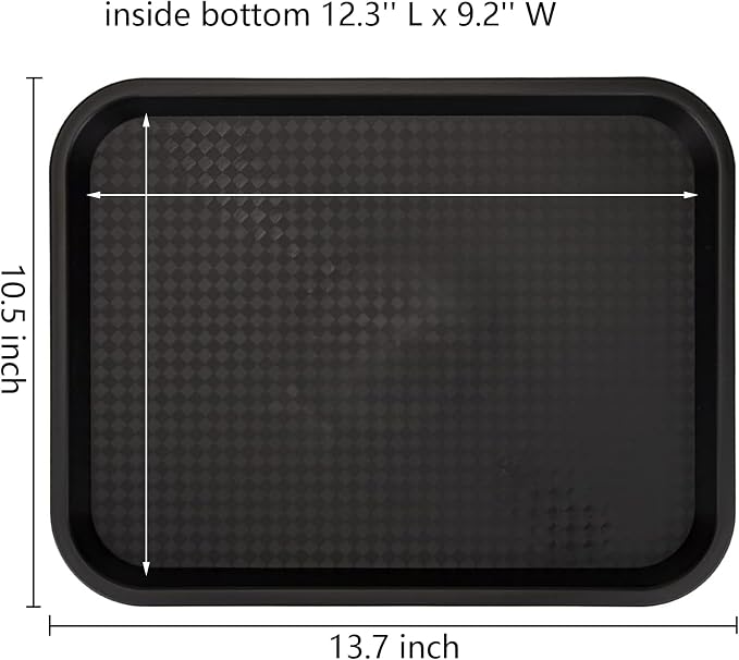 12 Pack Fast Food Tray, 13.7 x 10.5 Inch Plastic Restaurant Serving Tray - Image 2