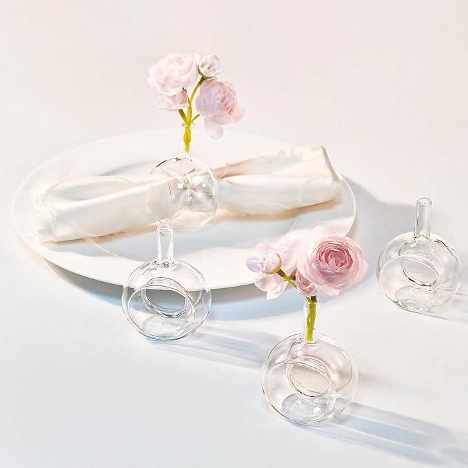 Honeydak 12 Pcs Glass Vases Napkin Rings Hand Blown Borosilicate | High - Image 6