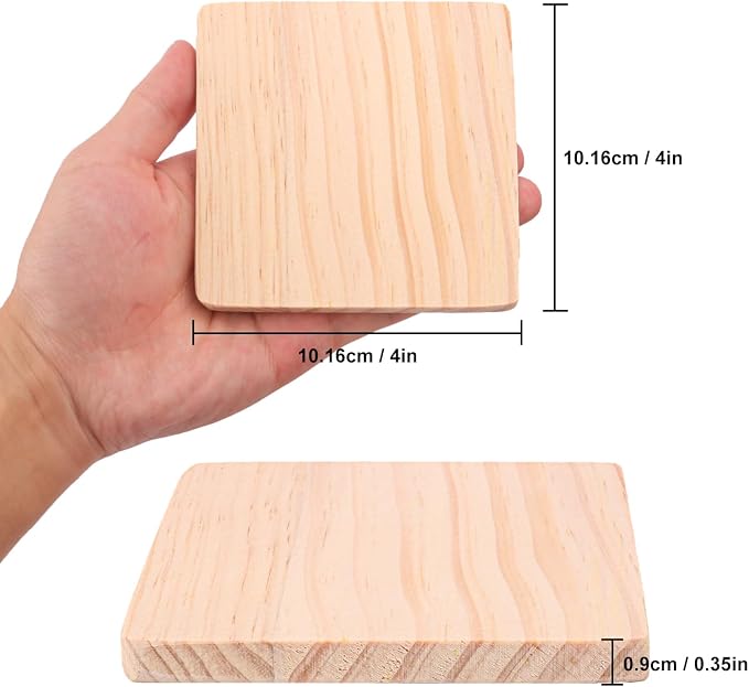 40 PCS 4 Inch Square Wood Coasters, 4 x 4 Inch Wooden Coasters - Image 2