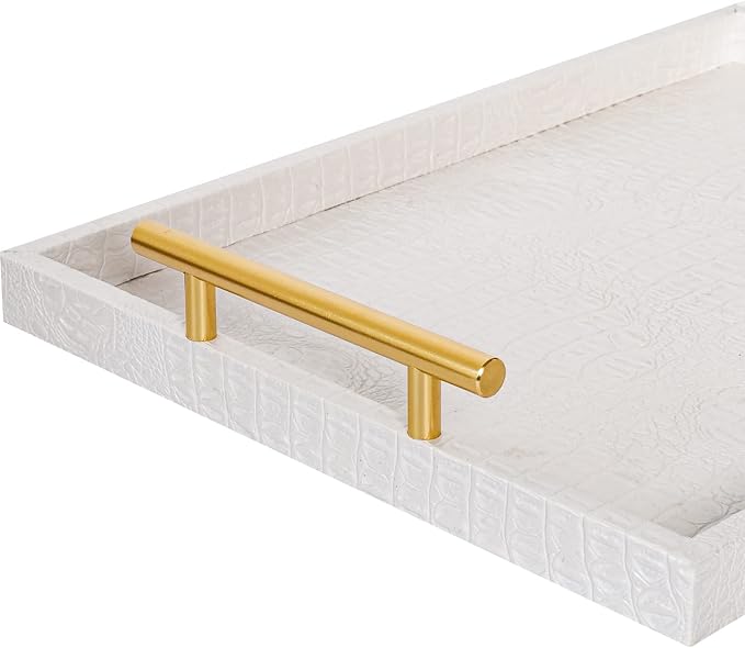 Set of 2 Modern Elegant Large Wood Serving Tray, Rectangle Decorative Tray - Image 9