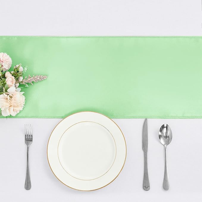 4-Pack Mint Green Satin Table Runner 12 x 108 Inch Long Fuchsia Bright and - Image 2