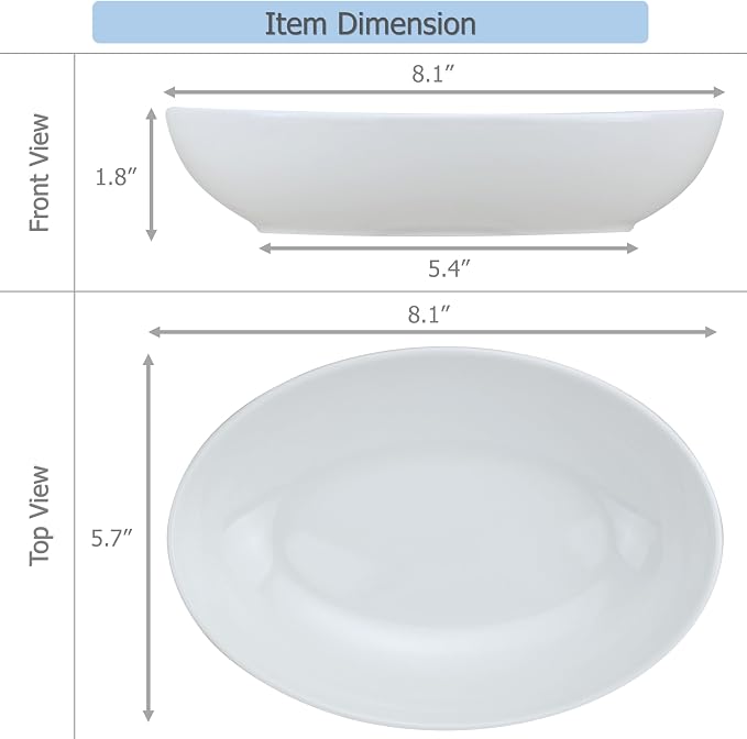 EIKS Ceramic Deep Plates Oval Shaped Dishes, Size of L8.1 x W5.7 | - Image 6