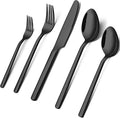 Black Silverware Set, 30 Piece Flatware Set by KINGSTONE