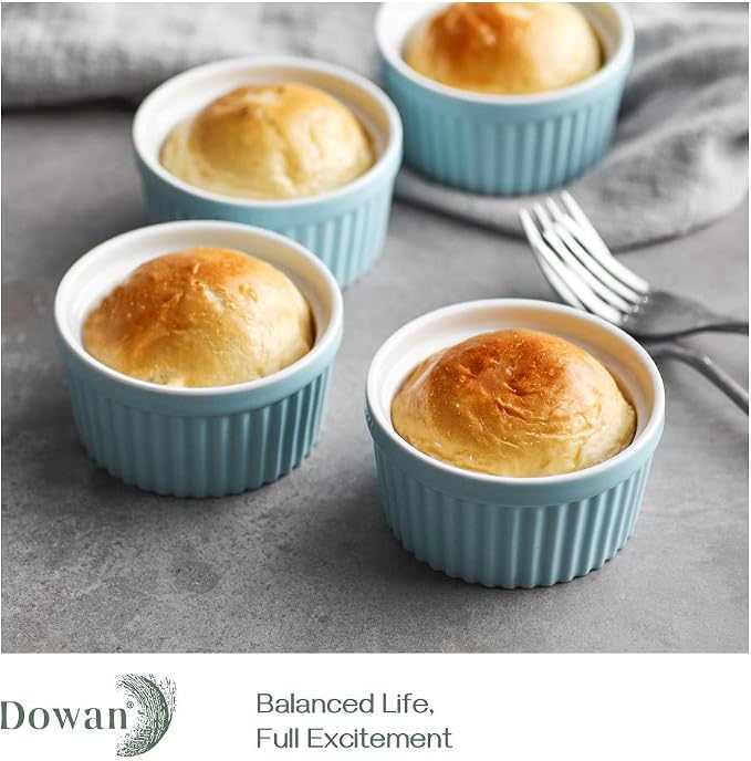 DOWAN 4 oz Ramekins for Creme Brulee, Porcelain Ramekin Oven Safe, Classic - Image 2