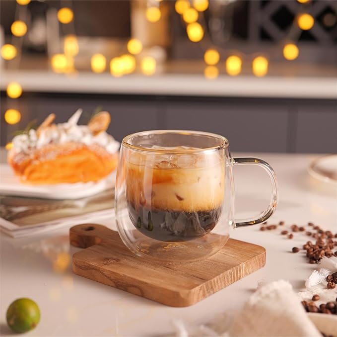CNGLASS 10oz Double Walled Glass Coffee Mugs, Glass Espresso Mugs - Image 8