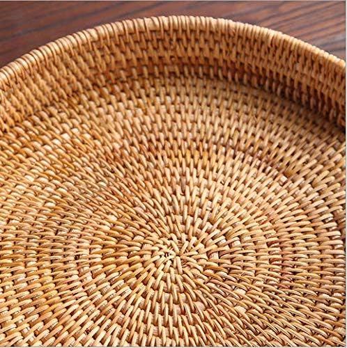 YANGQIHOME Rattan Round Serving Tray, Decorative Coffee Table Tray, Hand Woven - Image 2