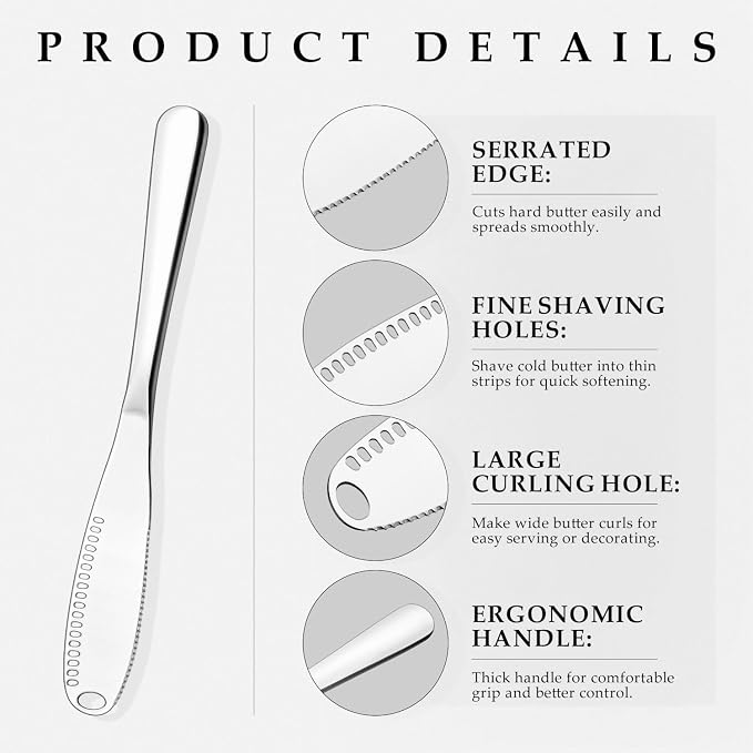 Butter Knife 3-in-1 Stainless Steel Butter Spreader Knife - Image 5