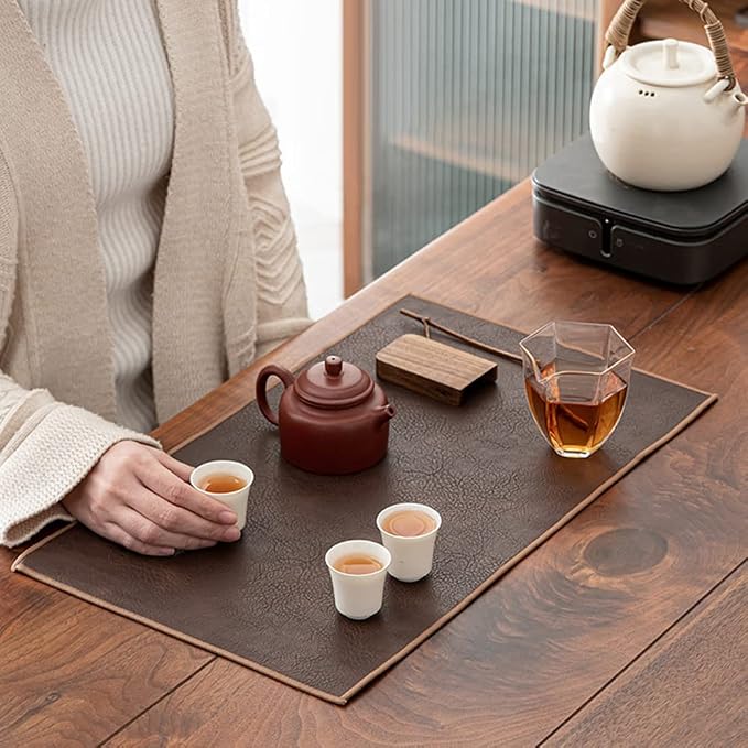Waterproof PU Leather Table Runner, 12×20 Inch Vintage Coffee/Tea Mats - Image 2