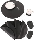 Faux Leather Round Placemats and Coasters, Disko Table Mats and Drink Spills by JOVONO