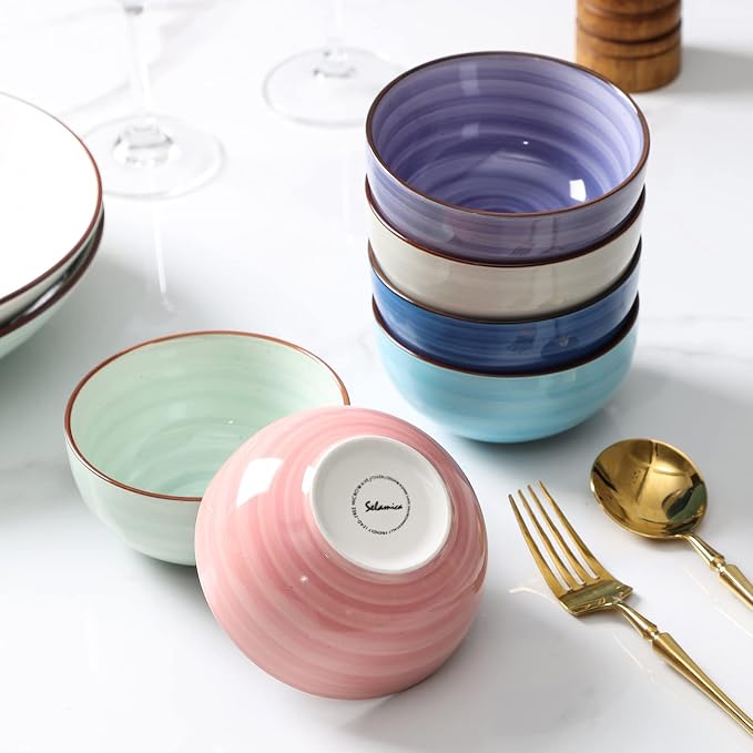Selamica Ceramic 12 Oz Dessert Bowls Set, Small Cereal Bowls - Image 4