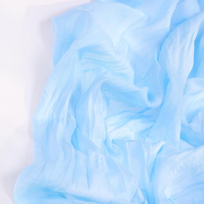 DeZerlor Baby Blue Cheesecloth Table Runners 4 Pack Summer Boho Runners | - Image 3