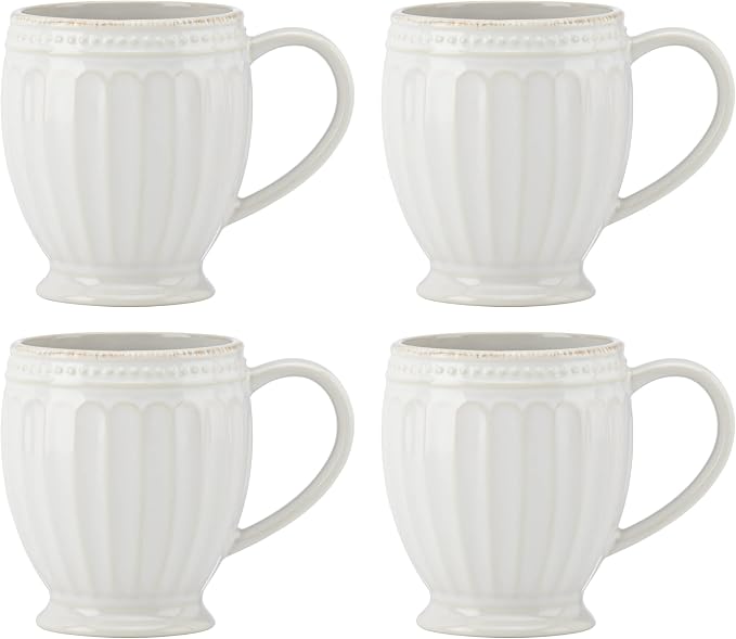 Lenox French Perle Groove White Stoneware Mug Set by Lenox