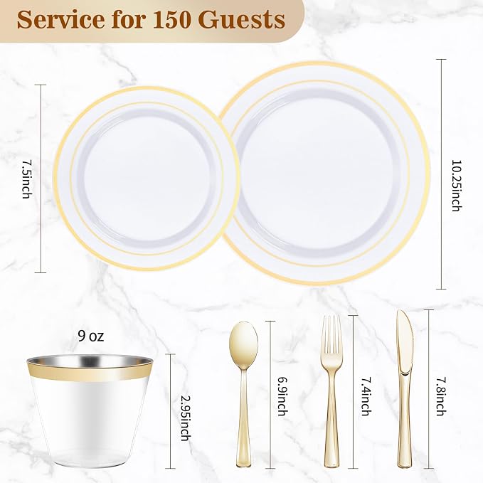 BESTVIP 900PCS Gold Dinnerware Set - Image 3