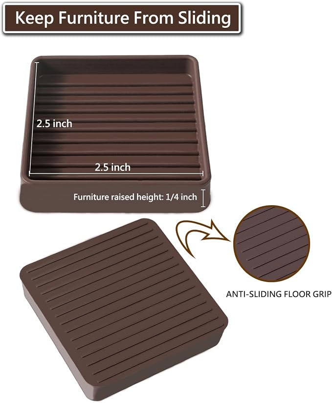 Jayen Non Slip Furniture Caster Cups Coasters Pads - Image 6