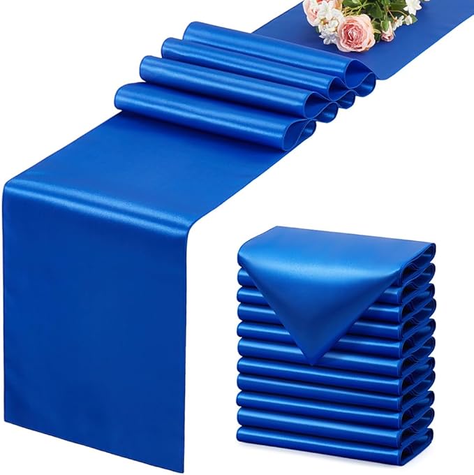Royal Blue Satin Table Runner, 12x108 Inches, 2 Pack | Premium Satin, Smooth by VCUSUELER