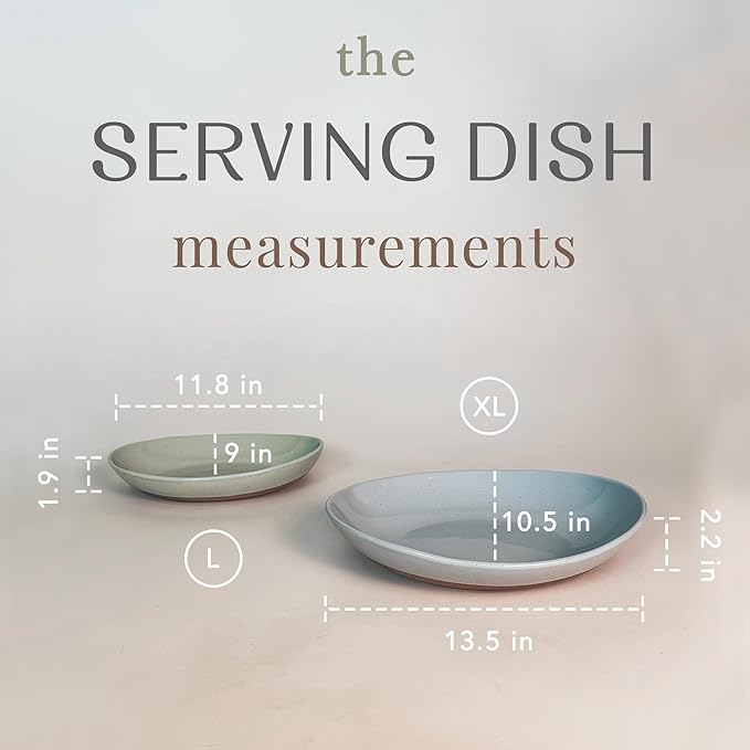 Mora Ceramic Large Serving Bowls- Set of 2 Oval Platters - Image 2