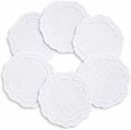 Linen Coasters for Drinks, 4.5 inch, Scalloped Edge, Reusable Handmade Coffee by EmbroideryLinenVN