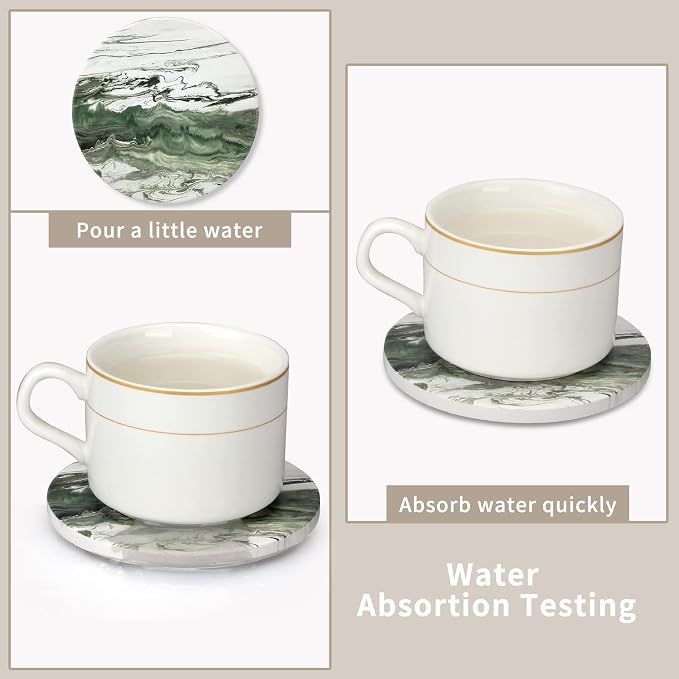 6 Pcs Green Ceramic Coasters - Image 6