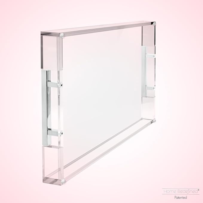 Modern 16"x12" Rectangle Acrylic Lucite Plastic Decorative Serving Tray - Image 5
