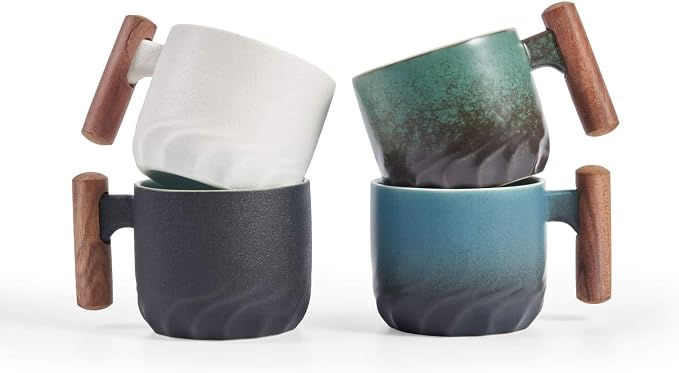 Ceramic Espresso Cups with Wooden Handle Espresso Shot Cups Ceramic Tea Cups - Image 5