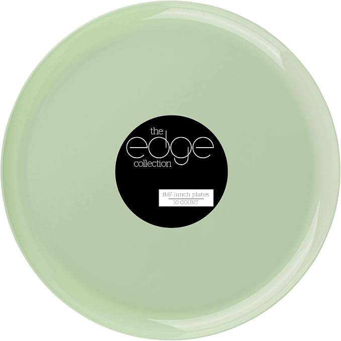 Mint Green Plastic Party Plates Edge Collection Premium heavyweight Elegant by PLASTICPRO