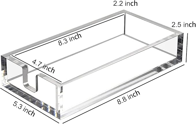 Acrylic Napkin Holder for Bathroom, Guest Towel Holder Tray（Clear） | 8mm Thick - Image 2