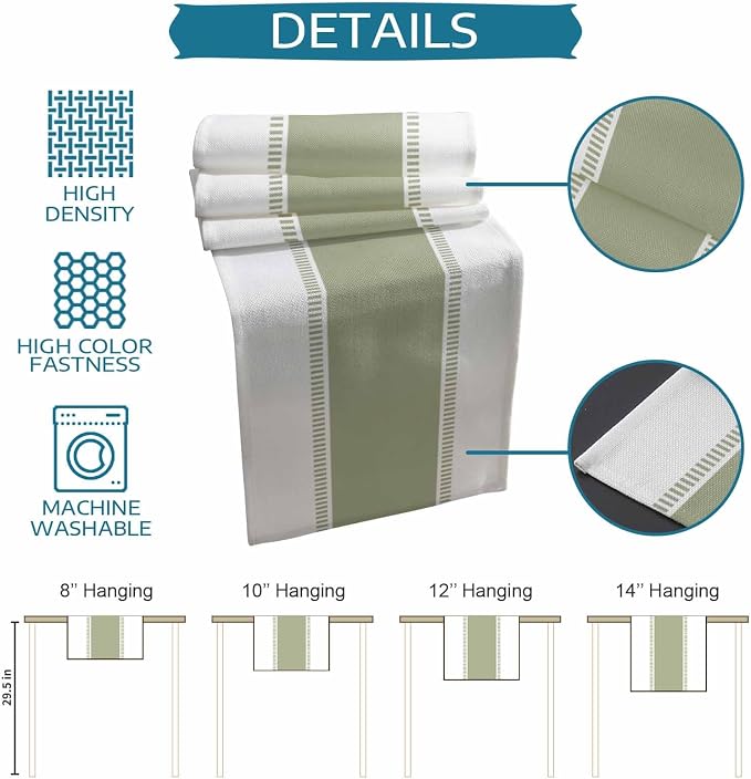 Sage Green Stripe Table Runners 108 inches Long, Linen Boho Table Runner - Image 7