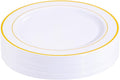 bUCLA 30PCS White and Gold Plastic Dinner Plates Disposable by BUCLA