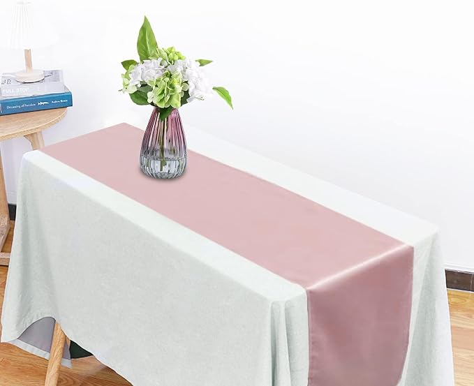 Rose Gold Table Runners, 12x108 Inches, 6 Pack | Satin, Silk and Smooth Fabric - Image 2