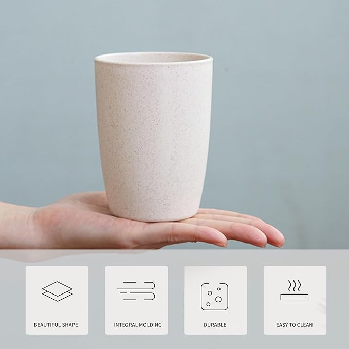 Wheat Straw Cups set of 4, Unbreakable Drinking Cup | Reusable Cups, Dishwasher - Image 3