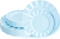60 Pcs Blue Plates, Wave Edge Design Disposable Plastic Plates | Disposable by NZVCNTableware