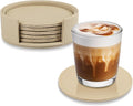 Leather Coasters Set of 6 with Holder, Tabletop Protection, Coffee Table & Bar by Unknown