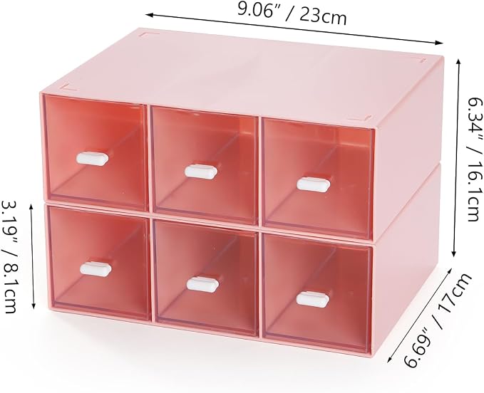 Desktop Organizer With 6 Drawers, Pencil Box, Stationary Organizer | 2 Tiers - Image 3