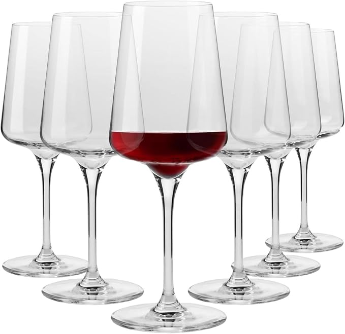 Krosno Red Wine Glasses | Elegant Design | Set of 6 | 16.9 oz | Infinity by Krosno