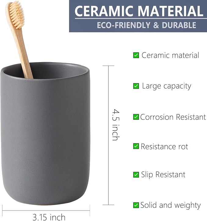 Matte Grey Toothbrush Holders for Bathrooms - Image 7