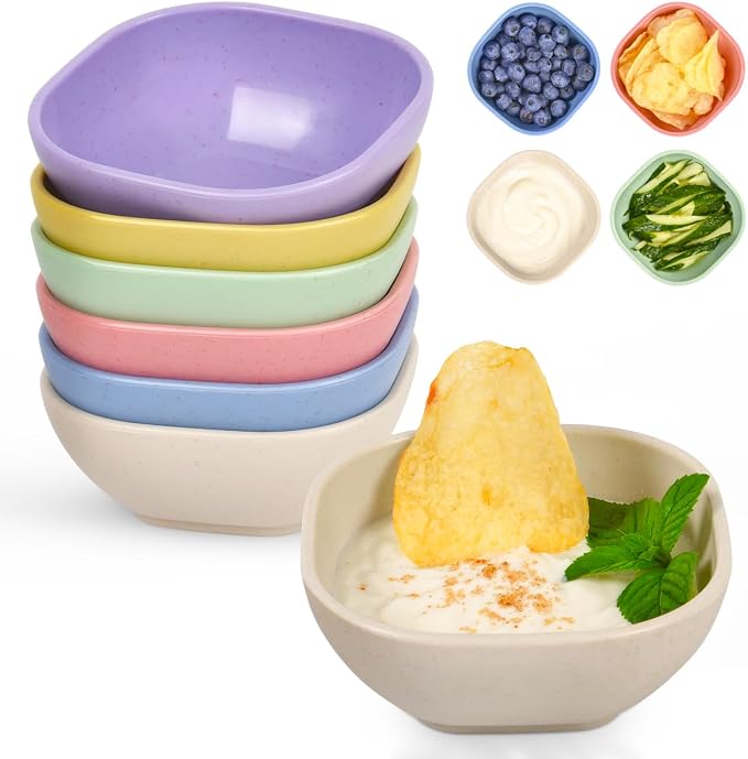 6 Pack Small Bowls, 4.5 OZ Assorted Colors Dipping Sauce Cups, Ice Cream Bowls by BGHEOUYV