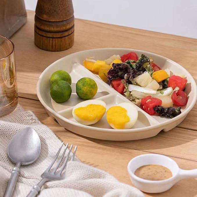 PUPOPIK 9" Unbreakable Divided Plates Set of 5, Wheat Straw Plate Reusable - Image 5
