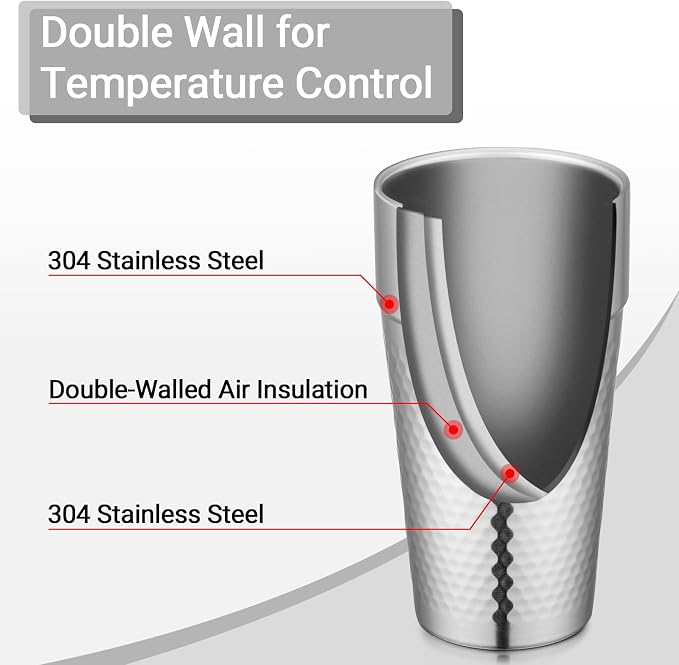 Beasea Stainless Steel Cups 19 oz, 4 Pack Large 18.6oz 550ml Stainless Steel - Image 4