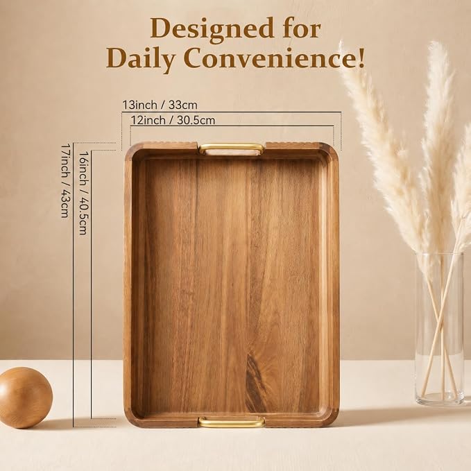 Natural Acacia Wood Serving Tray - Image 2